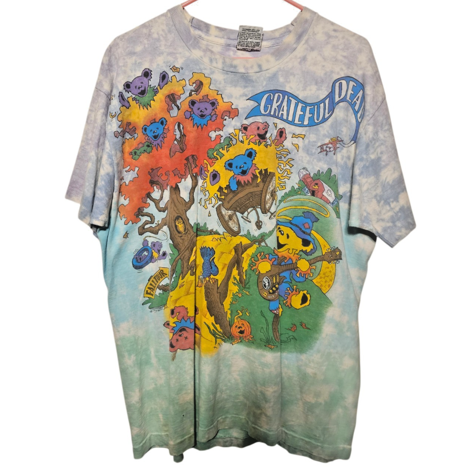 Vintage 1993 Grateful Dead Rise & Fall Tour Liquid Blue Tie Dye Xl T-Shirt